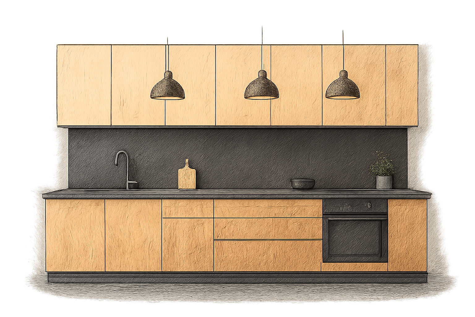 cuisine sol gris foncé